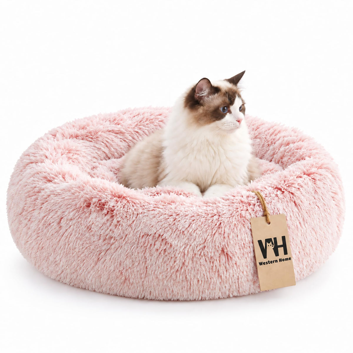 Western Home Calming Donut Small Dog Cat Bed Washable Puppy Bed,24" Rainbow