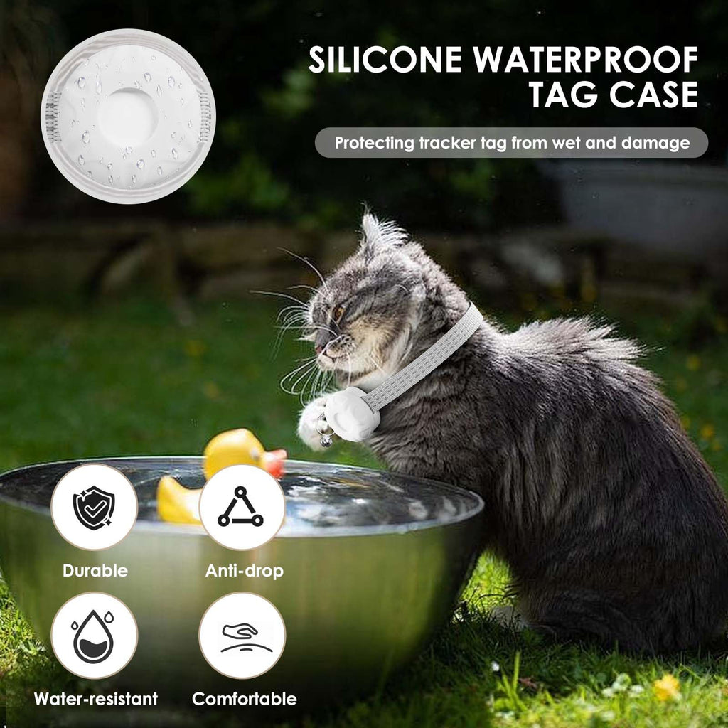 Cat GPS Tracker for Cats, Waterproof Pet GPS Tracker, Compatible with Apple Find My App (Only iOS), No Monthly Fee, White