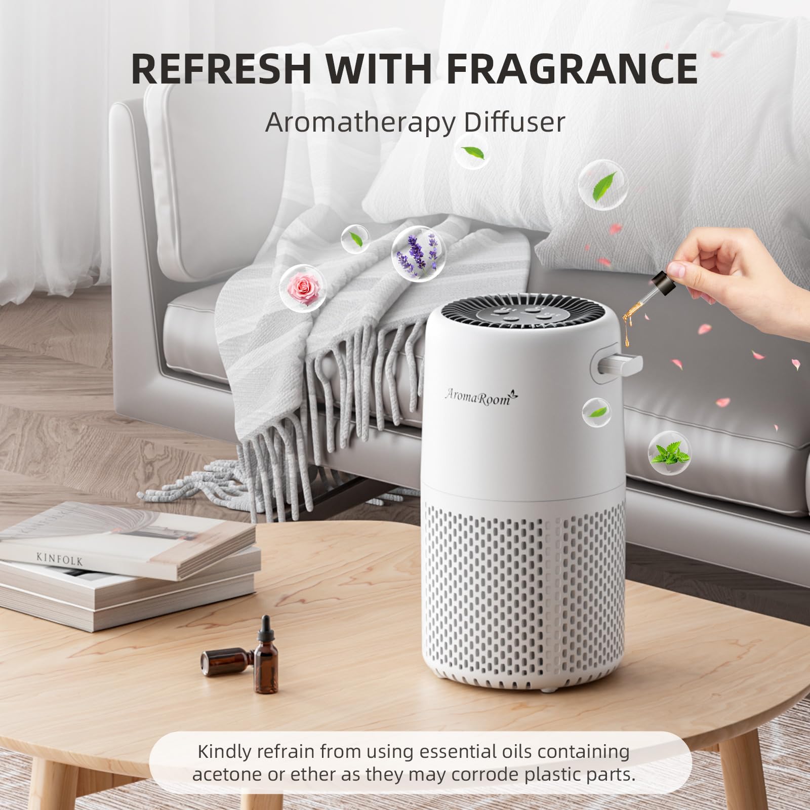 AromaRoom Air Purifiers, Quiet Air Cleaner For Pets, Baby Room,Home