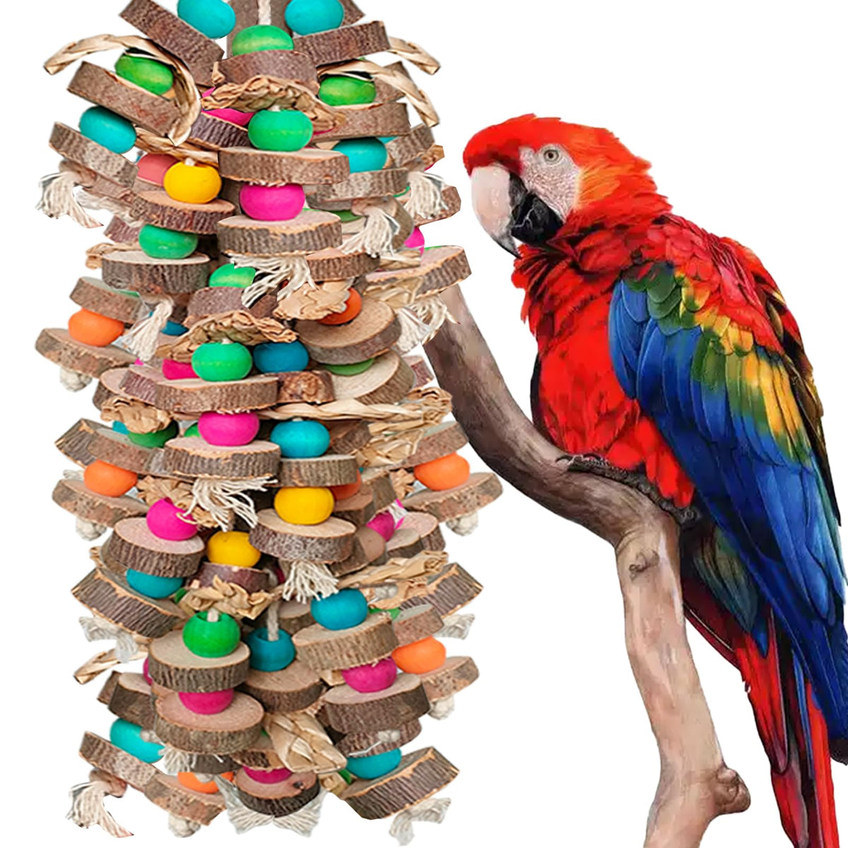 WQY GroceryShop Parrot Toys for Large Birds, Multicolored Wooden Blocks Bird Chewing Toy Parrot Cage Bite Toy or Macaws Cokatoos African Grey and Large Medium Birds