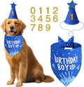 Dog Birthday Party Supplies, Blue Dog Birthday Set with Hat Bandana Numbers for XLarge Large Boy Pets Puppy