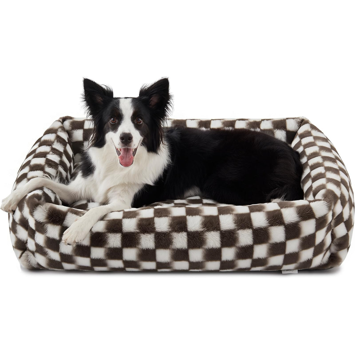 JOEJOY XL Dog Beds Large Sized Dog, Removable Washable Cover Orthopedic Soft Faux Rabbit Fur Pet Bed, Anti-Slip Fluffy Plush Faux Rabbit Fur Puppy Bed, 42"x36"x9", Leopard Print, Grey