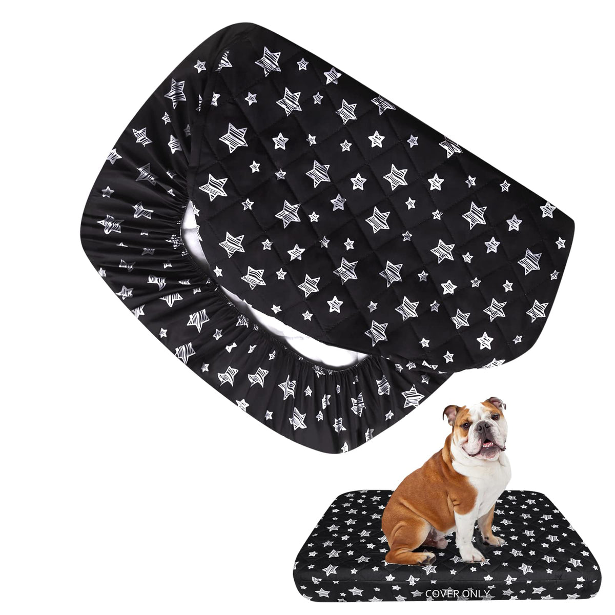 Waterproof Dog Bed Covers Replacement Lovely Grey Star Print, 35x44 Inches