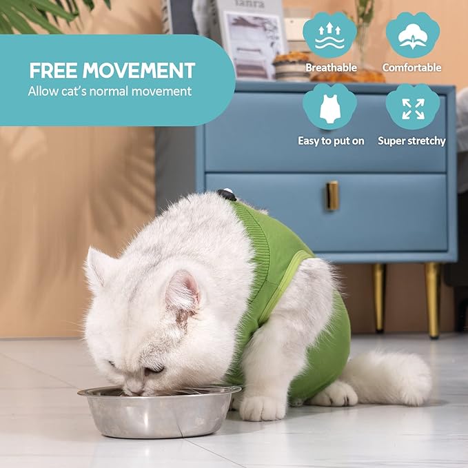 Avont Cat Recovery Suit - Kitten Onesie for Cats After Surgery