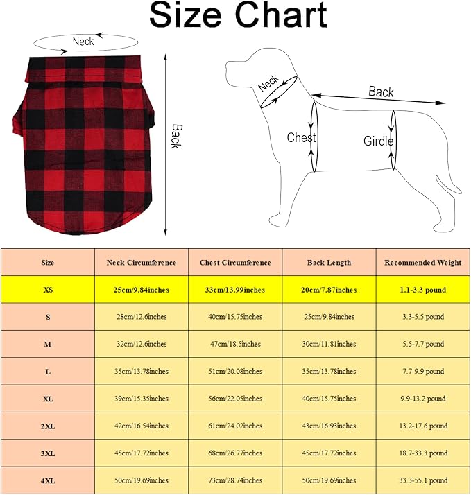 Tongcloud 3 Pack Plaid Puppy Cat Shirt - Cute Dog Shirts for Large Dogs and Cats - Birthday Party and Holiday Photo
