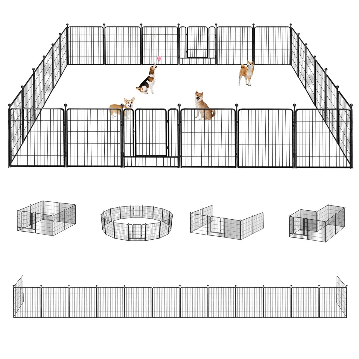 Jhsomdr Dog Playpen 32 inch 30 Panels Indoor Outdoor Dog Pen for Medium/Small Dogs Heavy Duty Metal Dog Fence Outdoor for Yard, Puppy Playpen with Door Portable Pet Fence for RV Camping Yard
