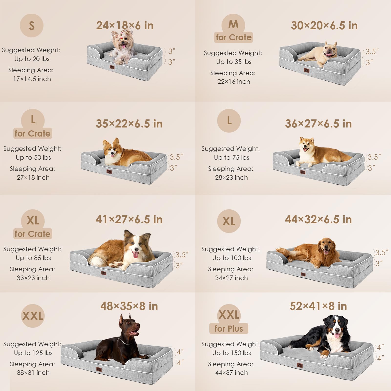 EHEYCIGA Orthopedic Dog Beds Large Sized Dog, Waterproof Washable Pet Bed
