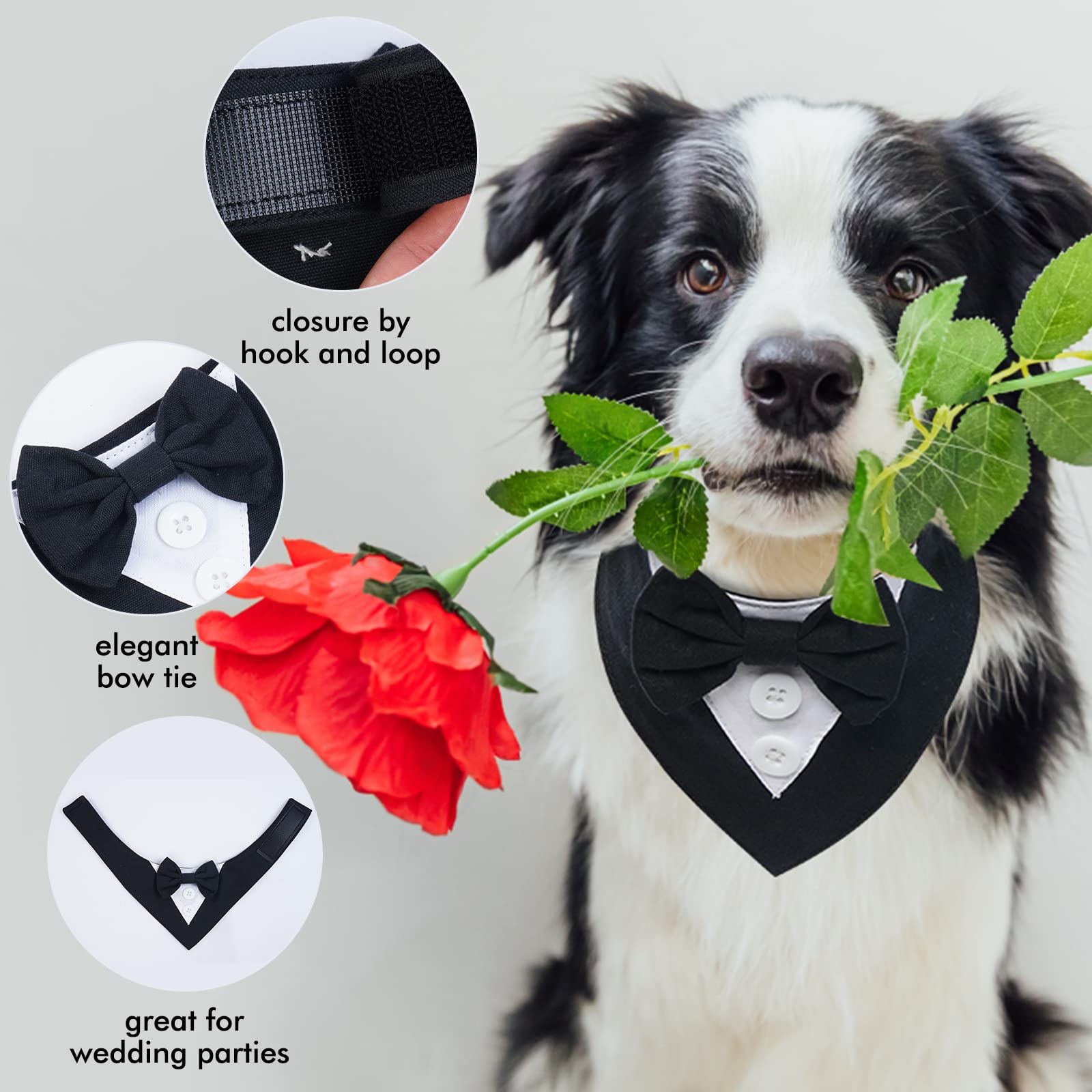 FUAMEY Dog Tuxedo, Adjustable Black Polycotton, X-Small, Formal Attire for Small Breeds, Wedding, Birthday, Valentine's Day, Cosplay