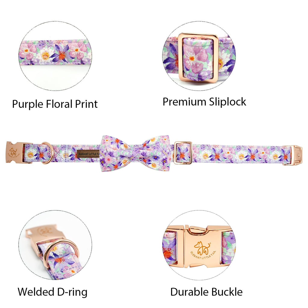 Elegant little tail Dog Collar, Rose Print Pet Collar Summer Dog Collar Durable Metal Buckle Dog Collars Cotton Pet Adjustable Dog Collars for Large Dogs