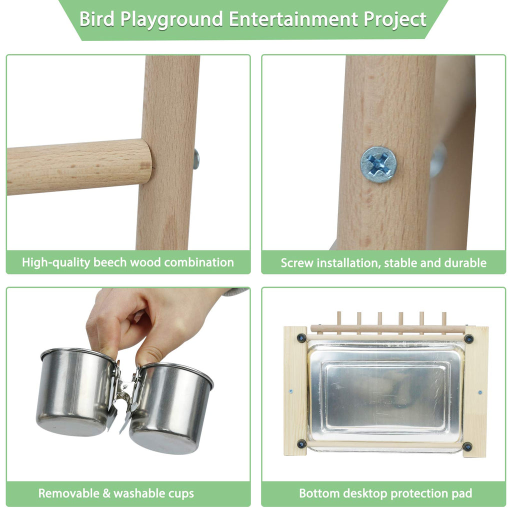 Ibnotuiy Parrot Playstand Bird Playground Wood Perch Stand