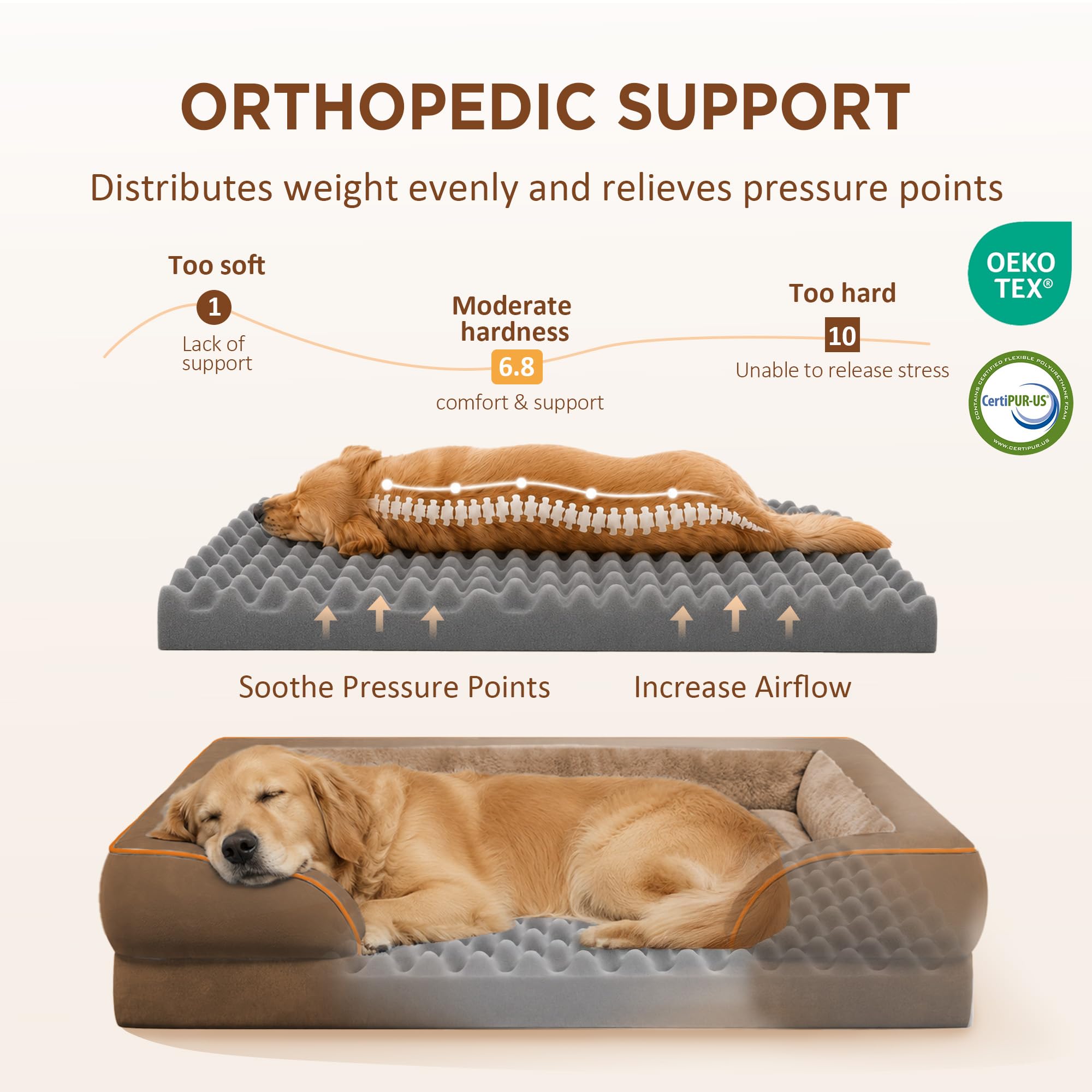 Comfort Expression Waterproof Orthopedic Dog Bed for Medium Size Dog