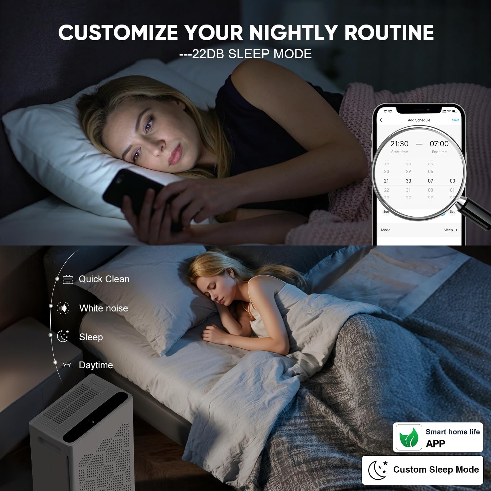 DAYETTE Air Purifiers for Home Large Room Up to 1800 Ft² with Fragrance, Smart WiFi Alexa Control,Auto Mode, HEPA 14 Air Purifier with Washable Prefilter for Bedroom, Dorm Room, Pets, Office
