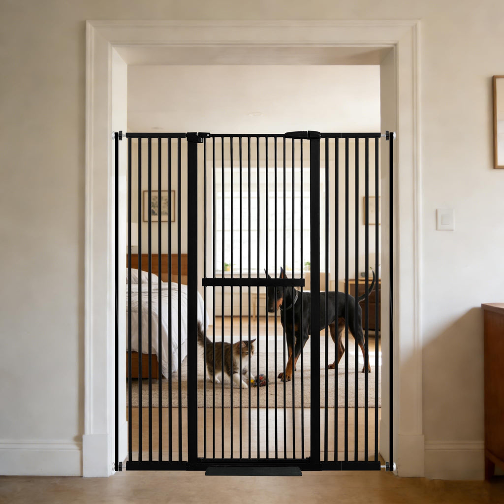Lumizone 61.02" Extra Tall Pet Gate for Cat Dog 30.12"-59.24" Wide Black