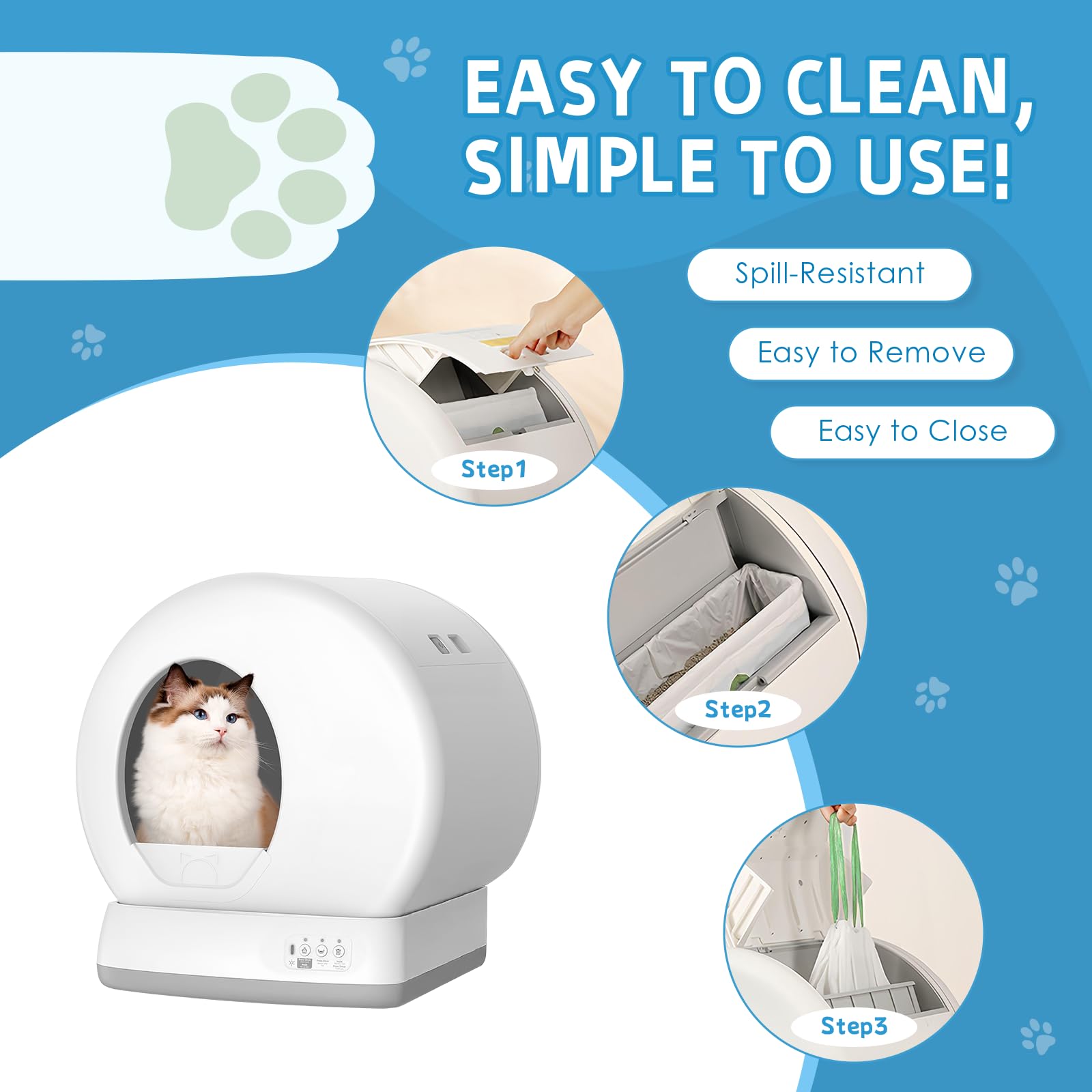 20 Count Cat Litter Box Liners Bag Compatible with Meo Want Self-cleaning Cat Litter Box MW-SC01 MW-SC02 MW-LR01, Leak-Proof Drawstring Bags - Heavy Duty Replacement Liners 18" x 12.6"