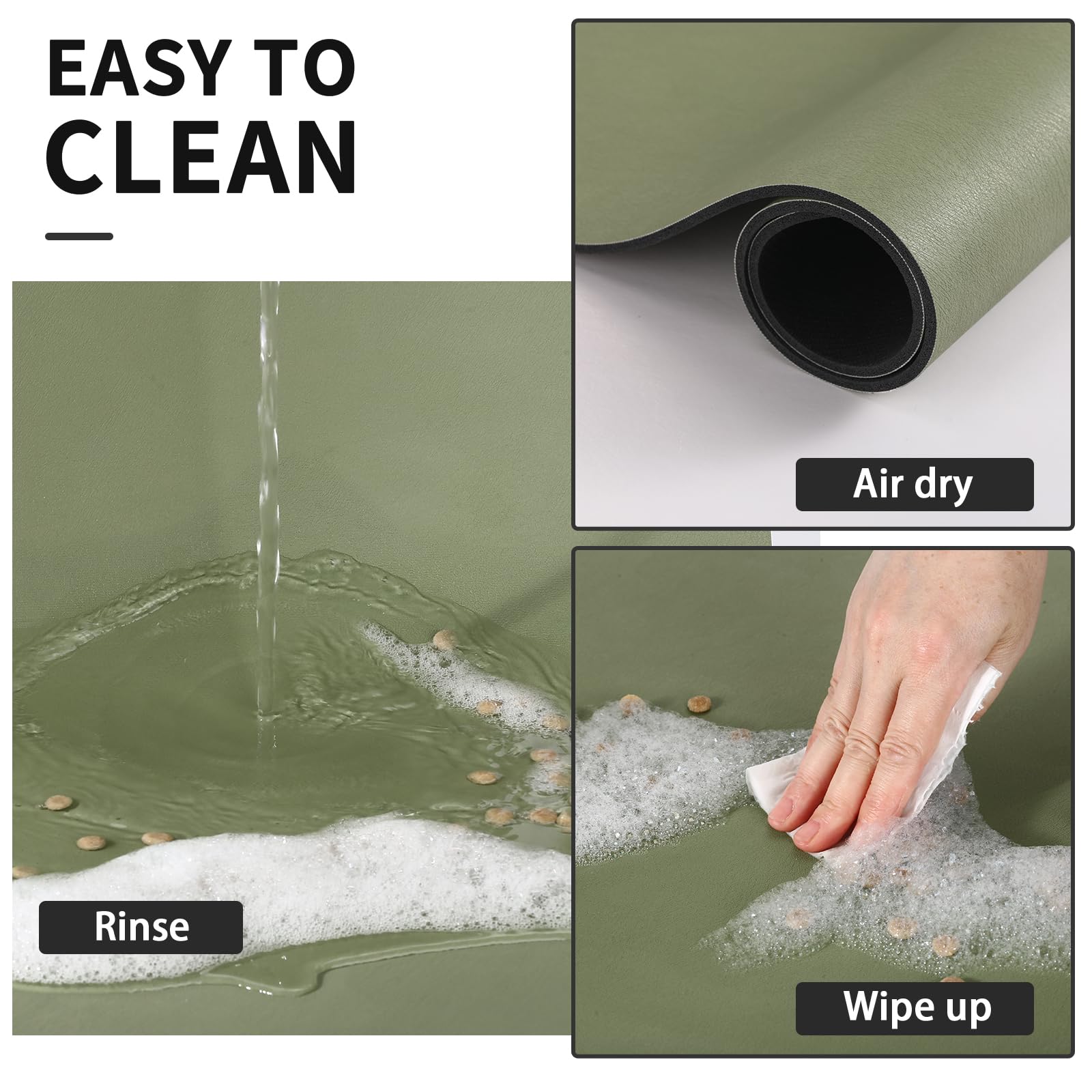 HotLive Dog Food Mat - Absorbent Cat Mat for Food and Water, No Stains Pet Feeding Bowl Mat, Easy to Clean Pet Placemats, Quick Dry Dog Water Dispenser Mat for Messy Drinkers | Green 12"x 19"