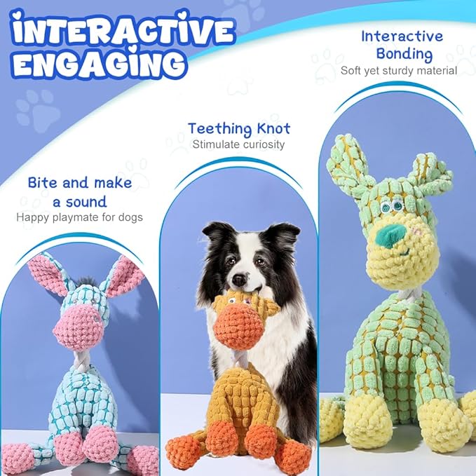 2025 New Dog Toys, Indestructible Plush Dog Toy, Dogs Toys for Aggressive Chewers, Dogs Squeaky Chew Toy for Indoor Pups Teething (Green 1pcs)