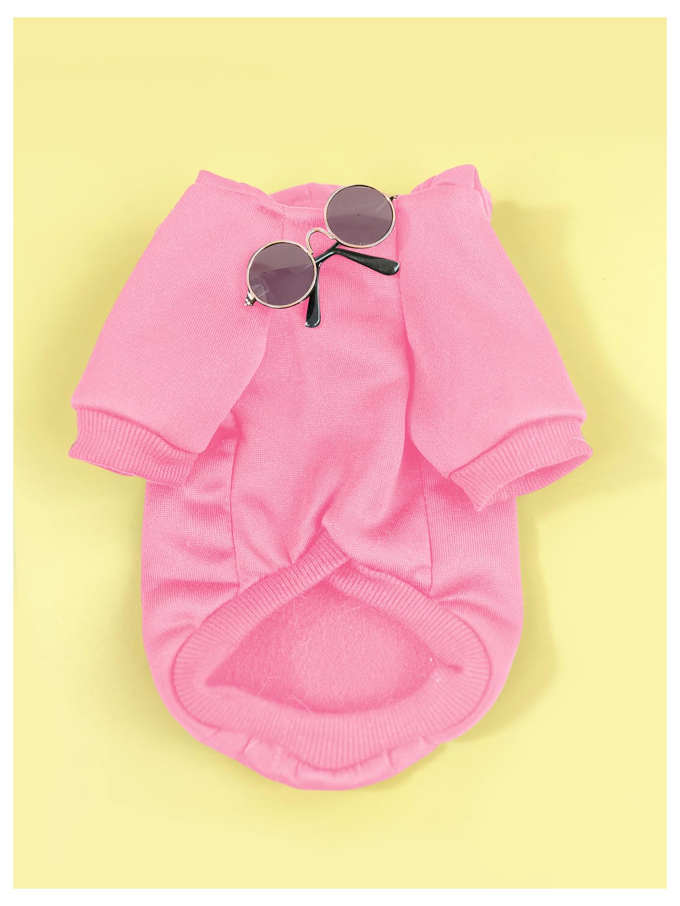 QWINEE 3Pcs Dog Hoodie Cat Apparel Dog Custume Set with Necklace and Sunglasses Pet Clothes for Puppy Small Medium Dogs Cats Light Pink Medium