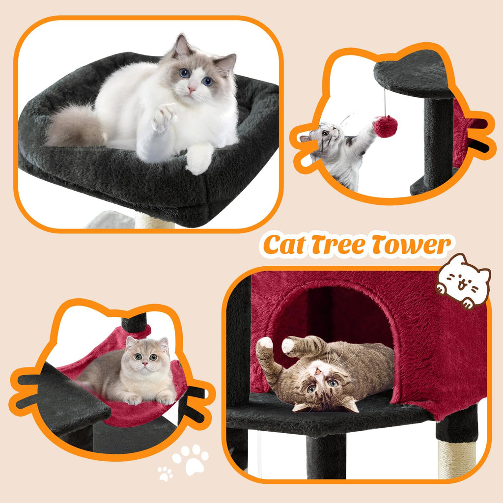 DUMOS 44 Inch Cat Tree Tower with Natural Sisal Scratching Posts