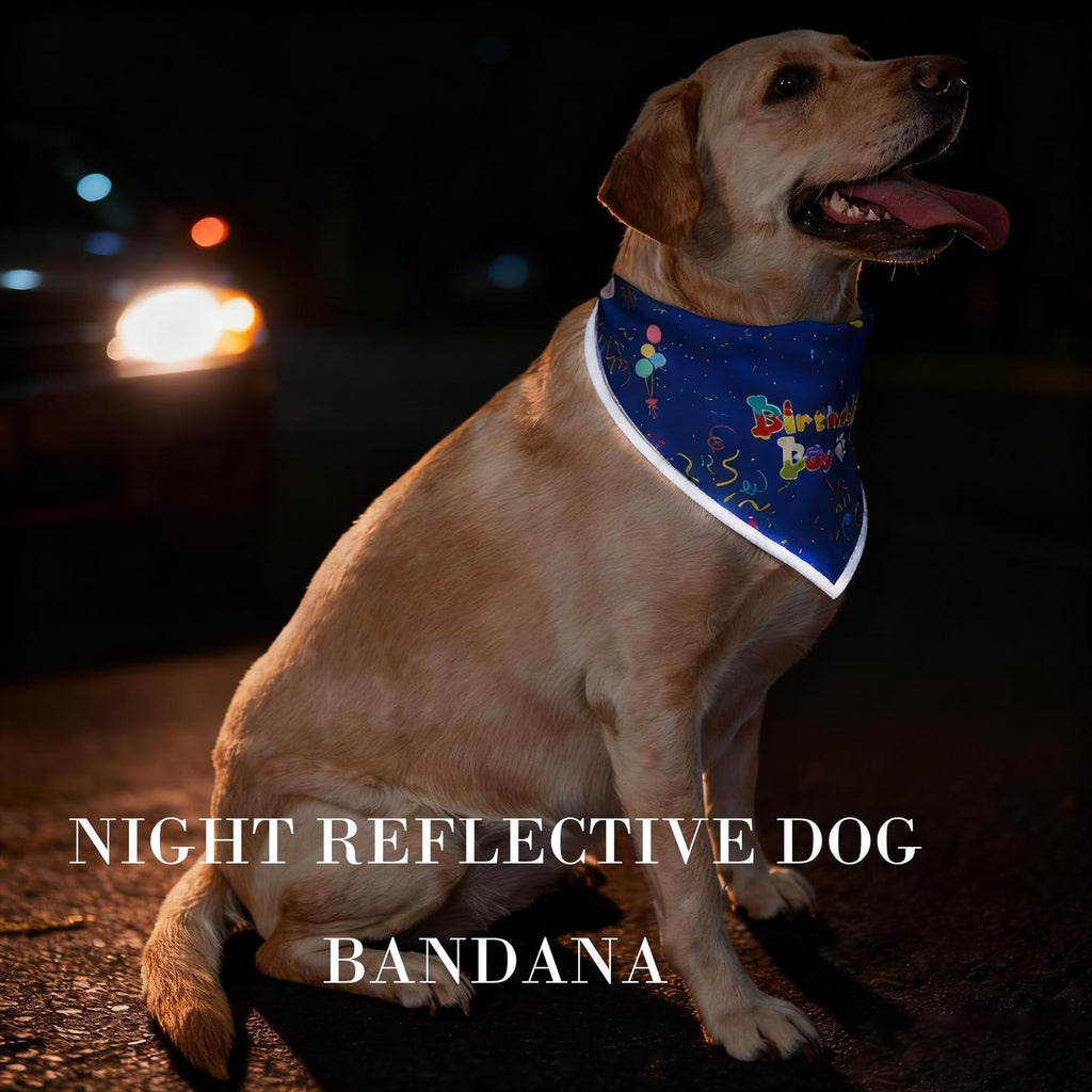 PAPIAMEN Birthday Dog Bandanas Boy,Blue Reflective Dogs Scarfs for Birthday Party Decorations Supplies for Dogs Pet Accessories,Cat Dogs Triangle Pet Scarves for Large Dogs Outfit,L