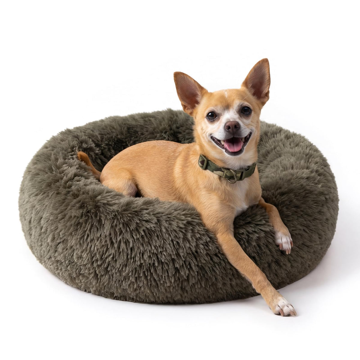 nononfish Round Calming Dog Bed,Plush Donut Pet Bed for Small Dogs