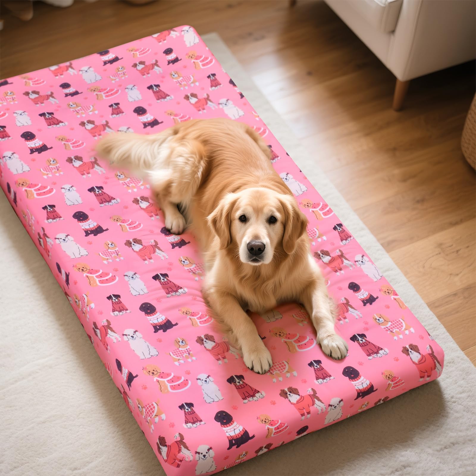 Hoopttay Replacement Dog Bed Covers Elastic Edged Washable 52" x 28" x 6"