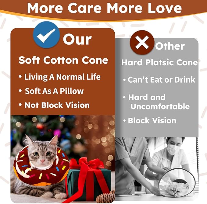 Hpetppy Cat Cone Collar Soft, Cat Recovery Collar for Wound Healing Cute Cat Donut Adjustable Cat Cones to Stop Licking Comfortable Lightweight Neck Elizabethan Collars for Cats Kittens After Surgery