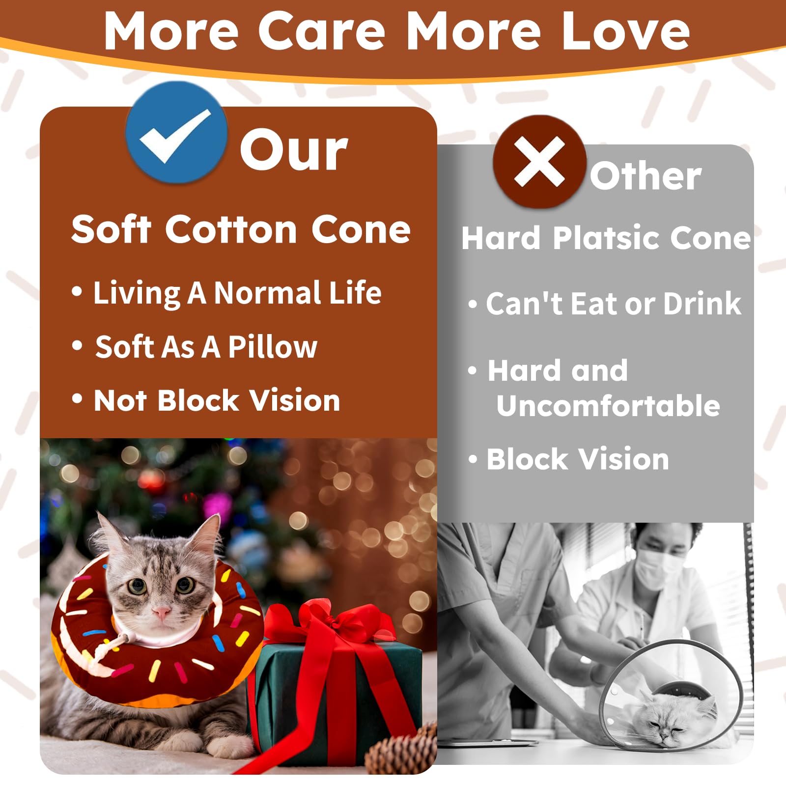 Hpetppy Cat Cone Collar Soft, Cat Recovery Collar for Wound Healing Cute Donut Adjustable Kittens Cones to Stop Licking Comfortable Lightweight Neck Elizabethan Collars for Cats Kittens After Surgery