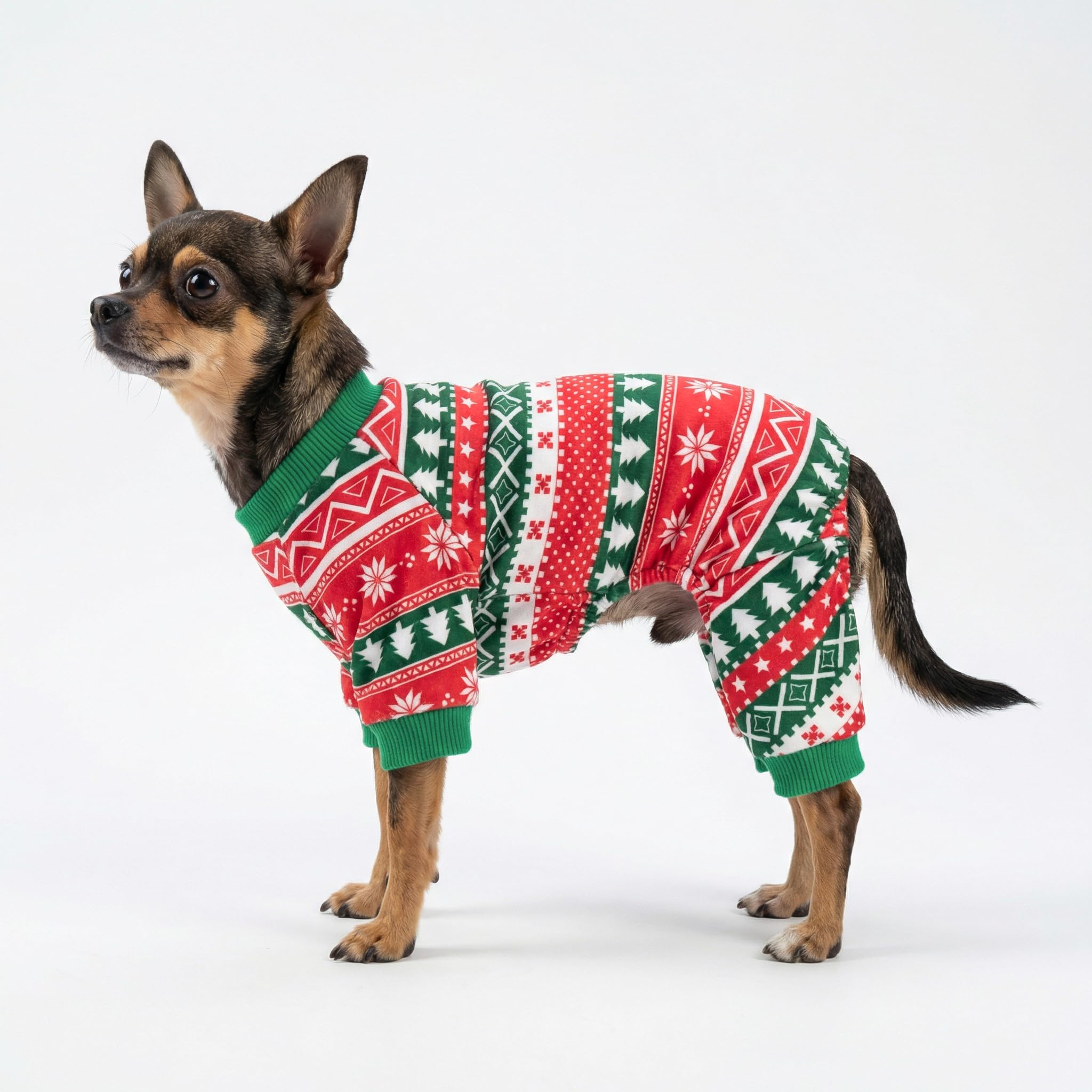 Fitwarm Dog Christmas Outfit, Dog Pajamas, Dog Winter Clothes for Small Dogs Boy Girl, Pet Ugly Sweater, Cat Costume, Red Green, Large