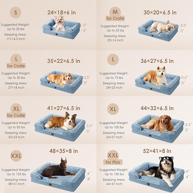 EHEYCIGA Orthopedic Dog Bed Medium Size Dog, Waterproof Washable Pet Beds