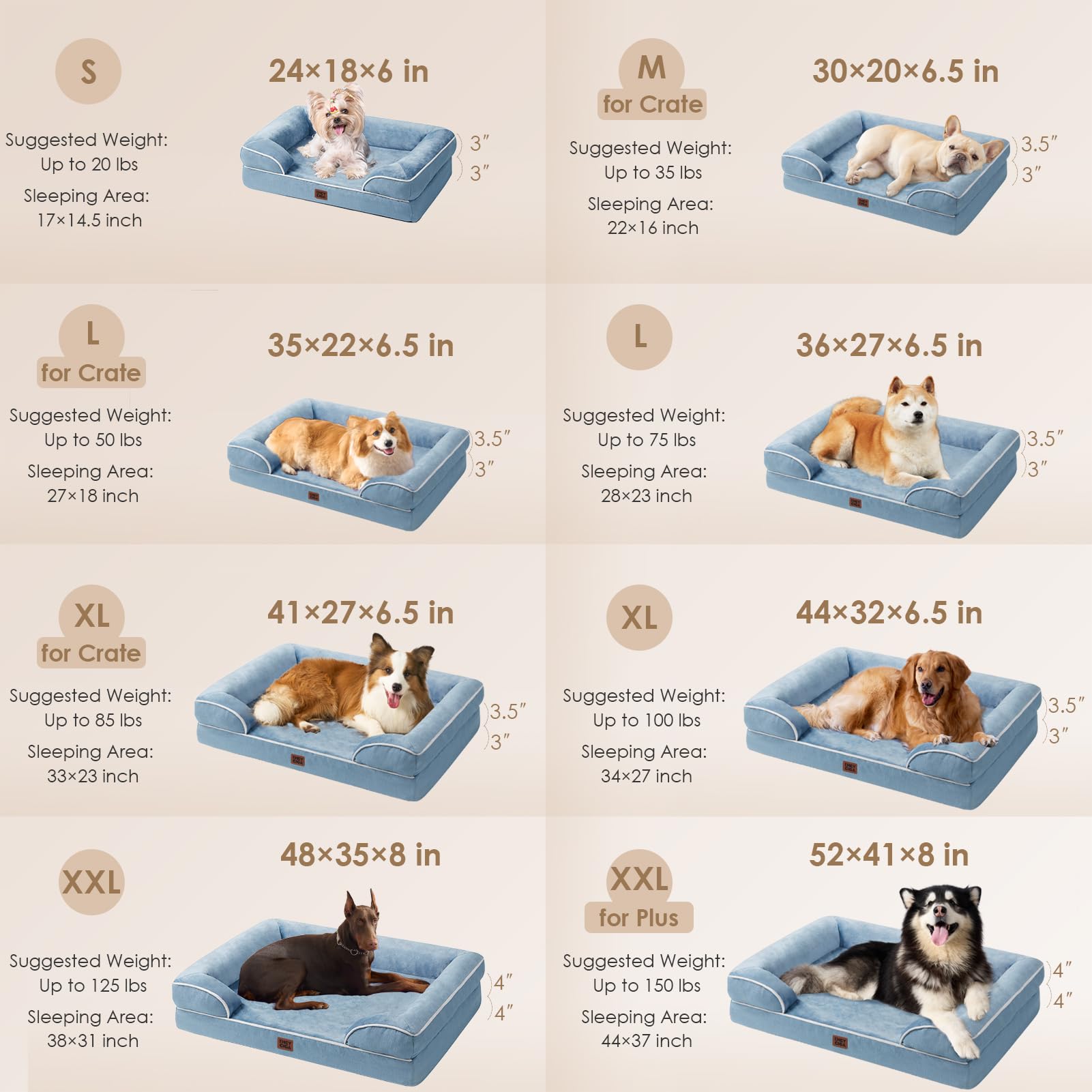EHEYCIGA Orthopedic Dog Bed Medium Size Dog, Waterproof Washable Pet Beds
