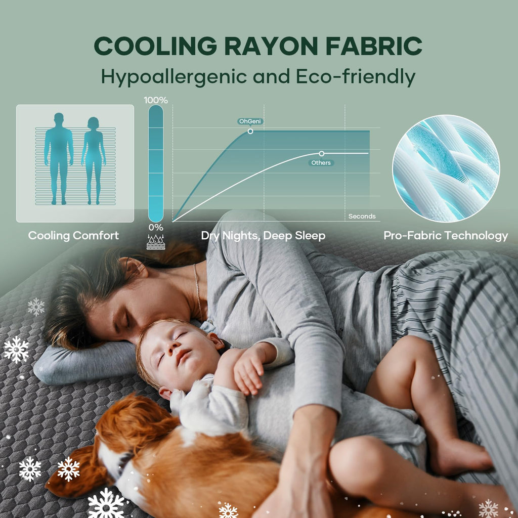 OhGeni 100% Waterproof Mattress Protector, Twin-Gray Size Mattress Pad, Fits 6"-20" Mattresses with Deep Pocket, Cooling, Breathable Fitted Sheets, Washable Bed Cover Over 99 Count Hex Bumps