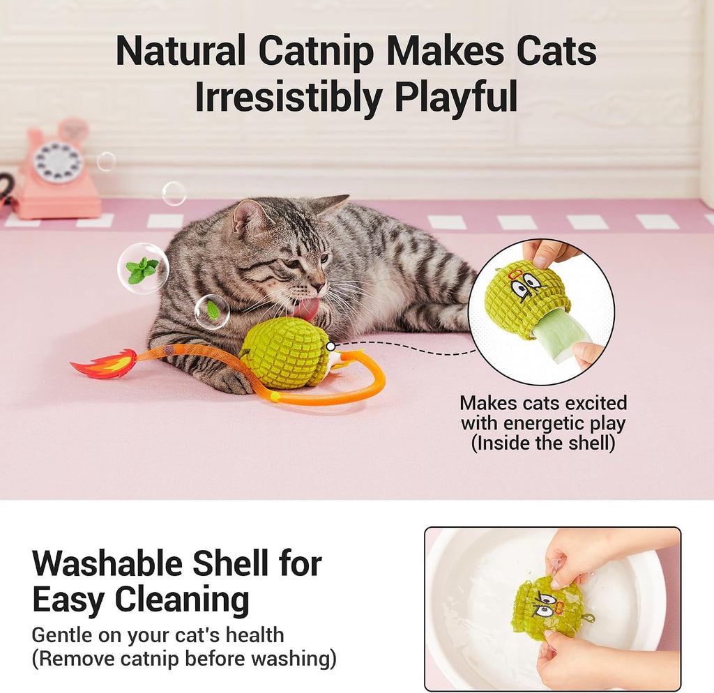 Potaroma Interactive Cat Toy with Motion Sensor, Chirping Sound & Catnip