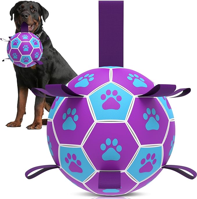 QDAN Small Dog Toys, Outdoor Indoor Toys to Keep Them Busy, Dog Soccer Ball