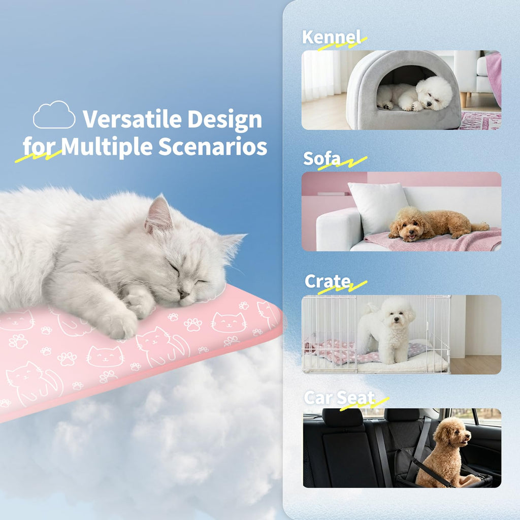 NWK Pack of 4 Pet Cooling Mat Q-Max>0.345 for Dogs & Cats (Pink Cat, M)
