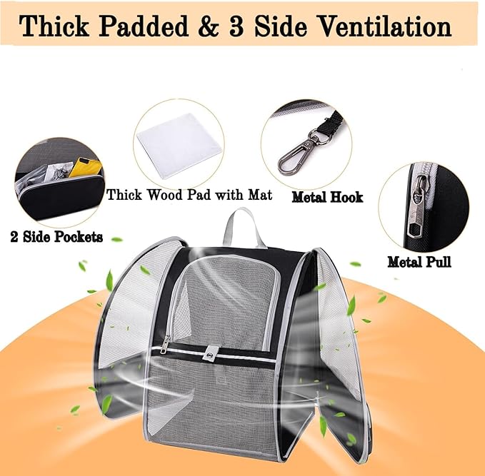 Cat Backpack Dog Backpack Carrier for Small Dogs and Medium Cat up to 15lbs, Travel Pet Carrier for Puppy Kitten Bunny, Cat Dog Carrying Backpack Collapsible (Black)