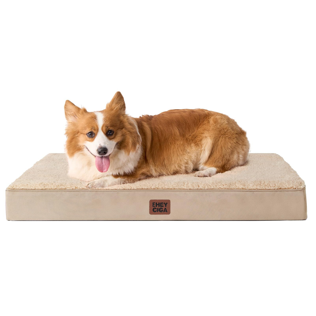 EHEYCIGA Orthopedic Dog Bed Large with Removable Washable Cover, 35IN Beige