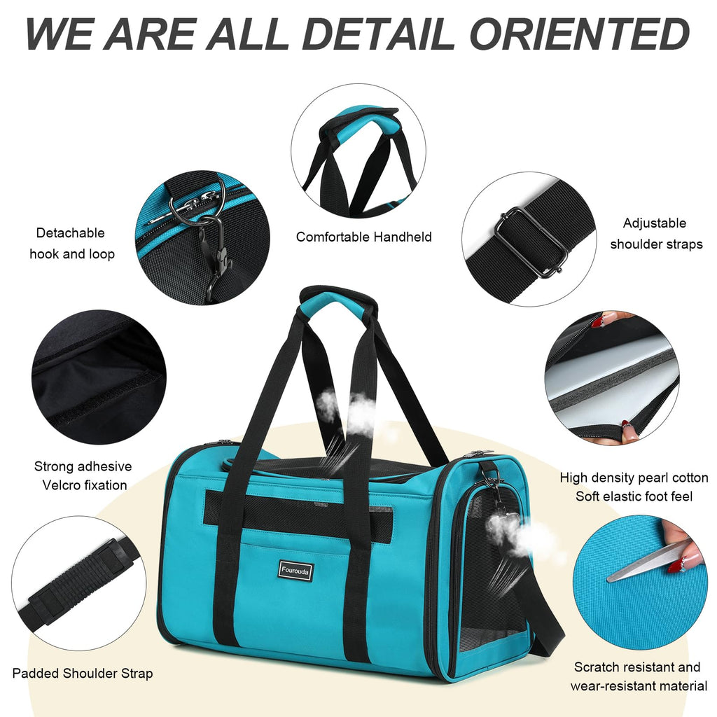 Airline Approved Dog Carrier. Cat Soft-Sided Carriers,Small Dog Travel Carriers,Small Animal Rabbit Carrying Case,TSA Airline Approved Pet Carrier（Blue）