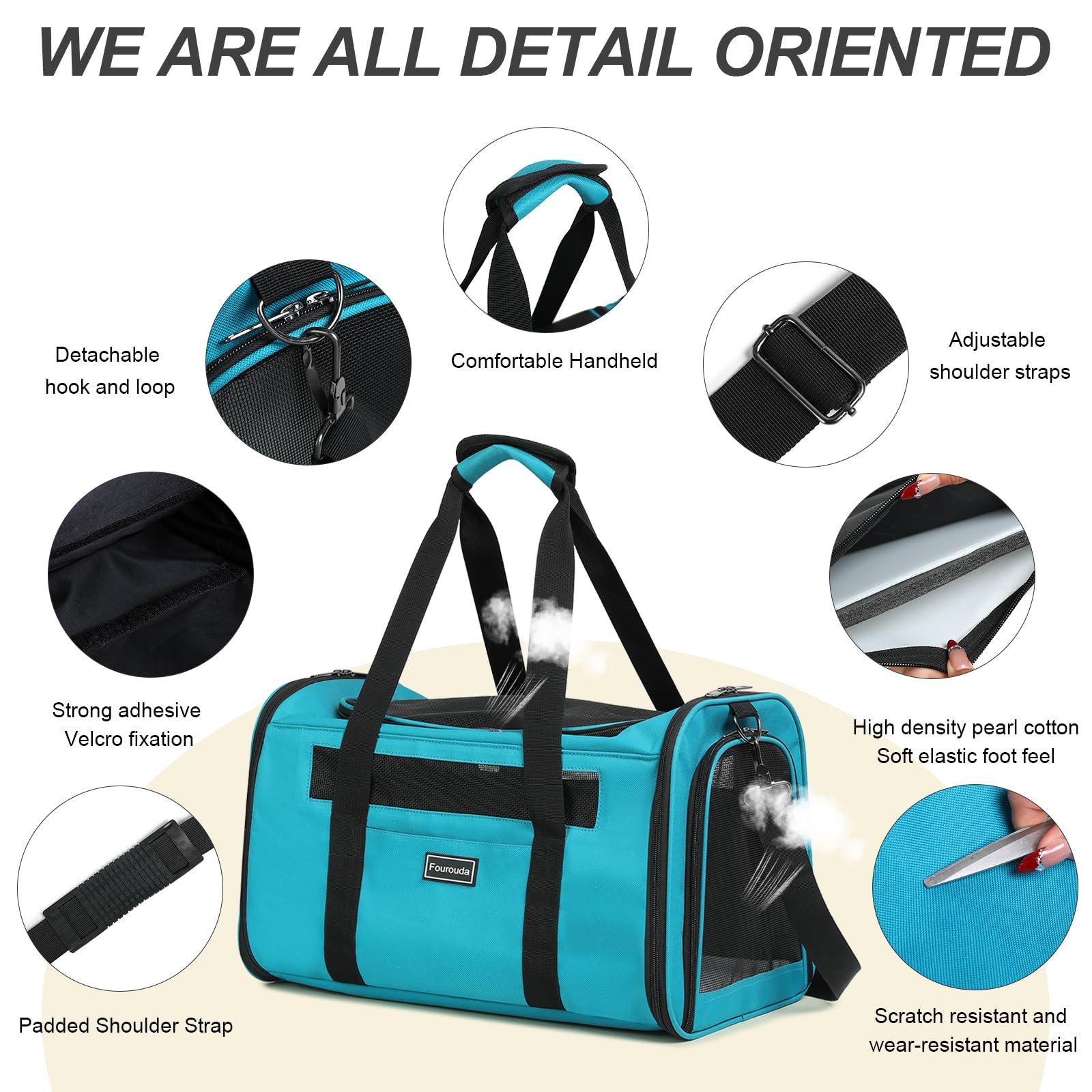 Airline Approved Dog Carrier. Cat Soft-Sided Carriers,Small Dog Travel Carriers,Small Animal Rabbit Carrying Case,TSA Airline Approved Pet Carrier（Blue）
