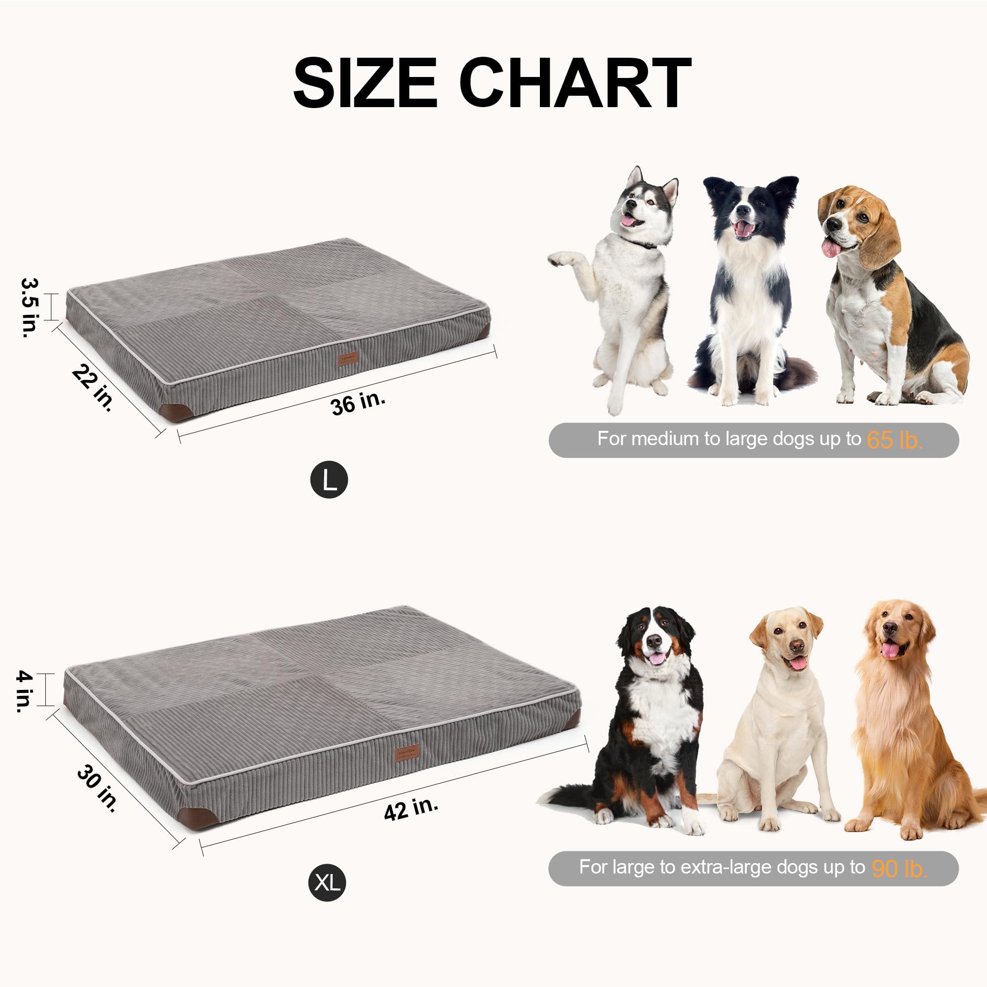 FUKUMARU Large Dog Bed, Thickened Waterproof Dog Mat with Washable Cover