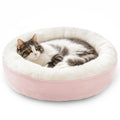 Love's cabin Round Donut Cat and Dog Cushion Bed, 20in Pet Bed for Cats or Small Dogs, Anti-Slip & Water-Resistant Bottom, Super Soft Durable Fabric Pet Beds, Washable Luxury Cat & Dog Bed Pink