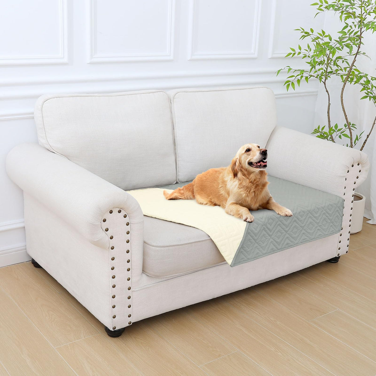 hyha Waterproof Reversible Dog Blanket, Pet Blanket for Sofa Couch