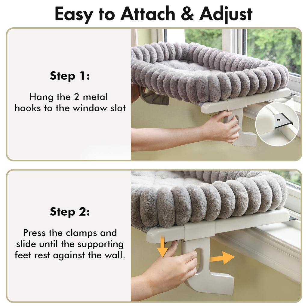 Zoratoo Cloud-Soft Cat Window Perch,Zipper Design Cat Seat with Metal Frame