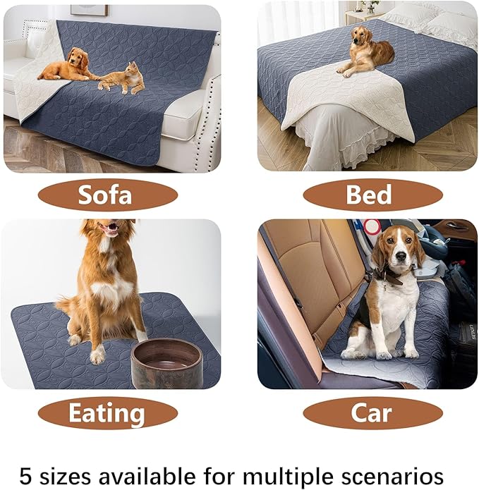 Waterproof Dog Blanket, 30x30 inches Small Pet Couch Covers for Sofa, Chair Bed Furniture Protector from Dogs Washable and Reversible-Blue+Cream