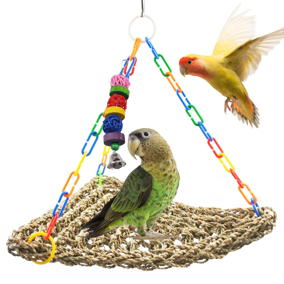 Large Birds Seagrass Mat 16"x12.2"x13.4" Triangle Cockatiel Seagrass Swing