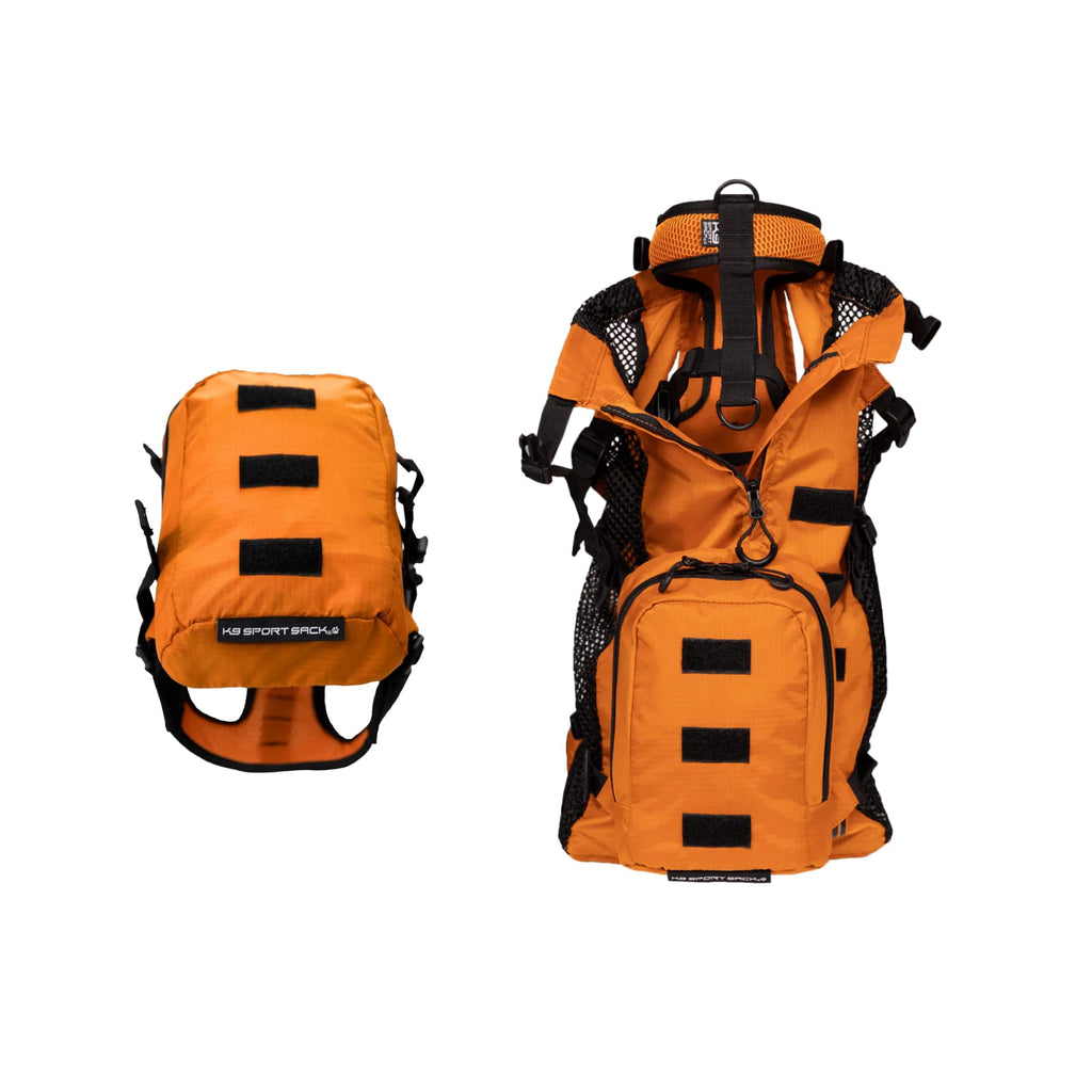 K9 Sport Sack Walk-On - X-Small, Sunset Orange - Ideal for Dogs with 9-12” Back Length - Lightweight, Packable, Backpack-Style Carrier - Includes Compatible Harness & Storage Bag