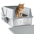 FUTAM Stainless Steel Litter Box, XL Metal Litter Box with Lid