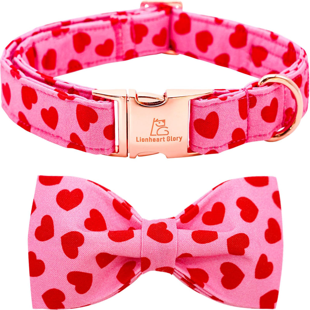 Lionheart Glory Valentine's Day Dog Collar with Bowtie for X-Large Dogs