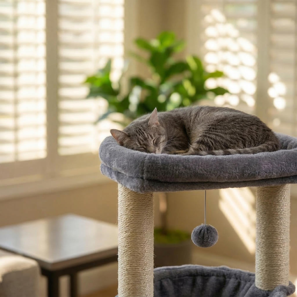 ROYPET Fashion Design 43.3" Cat Trees with Cat Houses,Grey