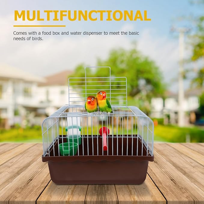 Toddmomy Portable Bird Cage Bird Carrier Travel Cage with Perch Food Box and Water Dispenser Spacious Small for Parakeet Finch Canary 9.29 X 6.57 X 6.29 in