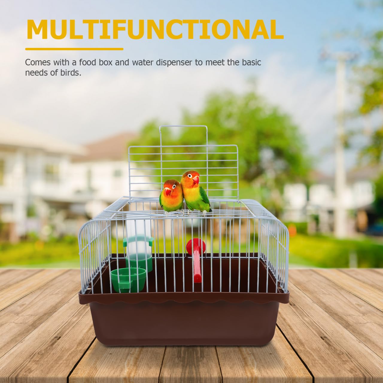 Toddmomy Portable Bird Cage Bird Carrier Travel Cage with Perch Food Box and Water Dispenser Spacious Small for Parakeet Finch Canary 9.29 X 6.57 X 6.29 in
